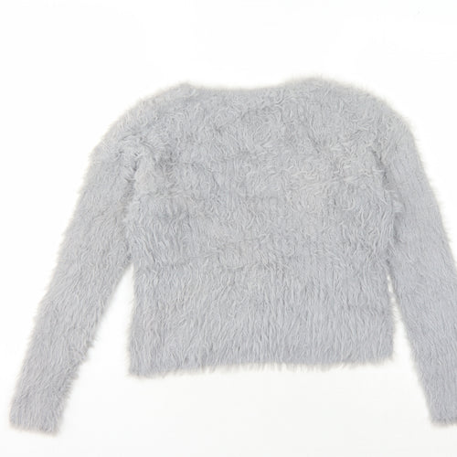 Pull Women's Grey Chunky-Knit Pullover M