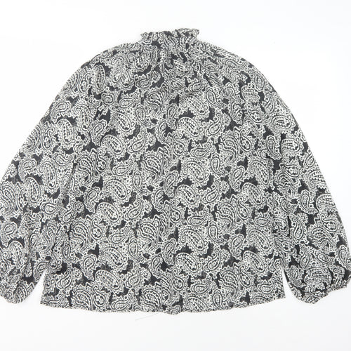 H&M Women’s Black Paisley Blouse, XS, Long Sleeve
