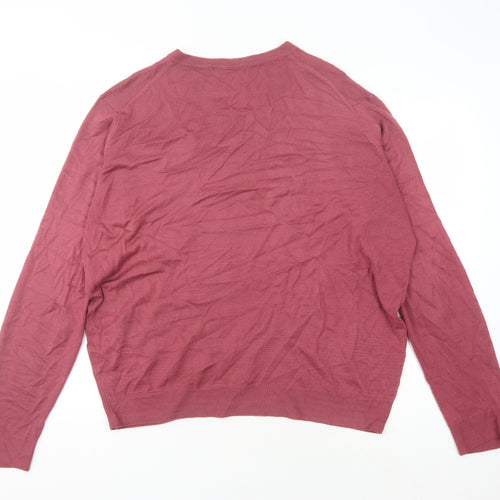 James Pringle Men's Red V-Neck Pullover Jumper Size L