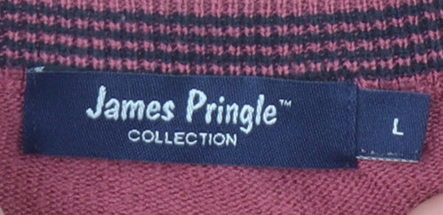 James Pringle Men's Red V-Neck Pullover Jumper Size L