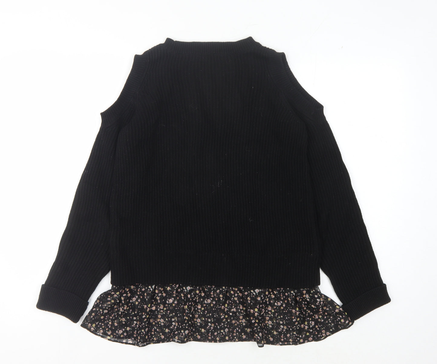 AllSaints Women's Black Cold Shoulder Pullover Jumper