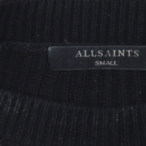 AllSaints Women's Black Cold Shoulder Pullover Jumper