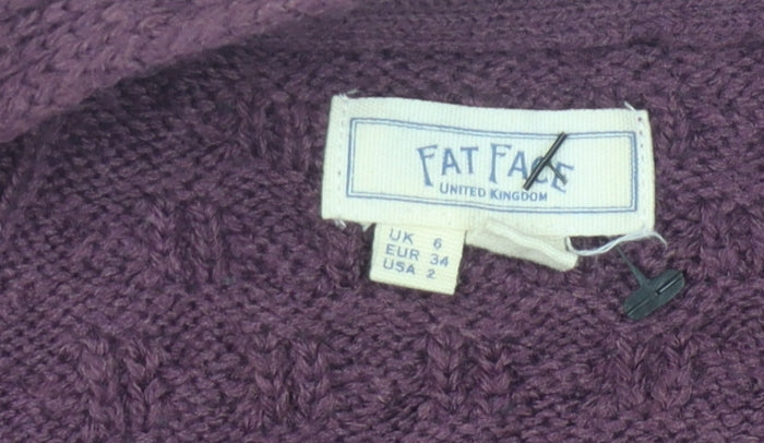 Fat Face Women's Purple Long Sleeve Open Front Cardigan Size 6