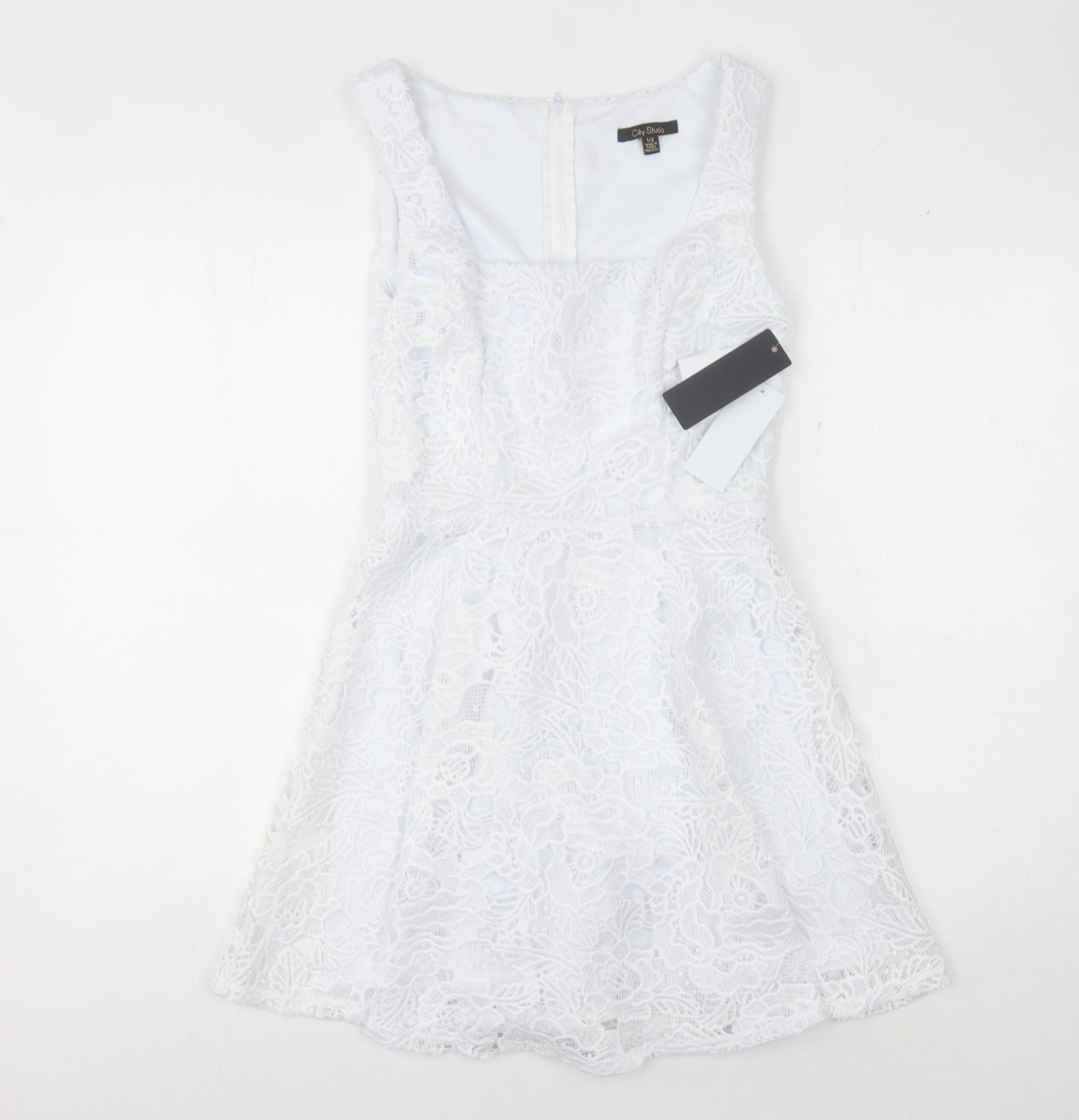 City Studio Women's White A-Line Lace Dress Size S