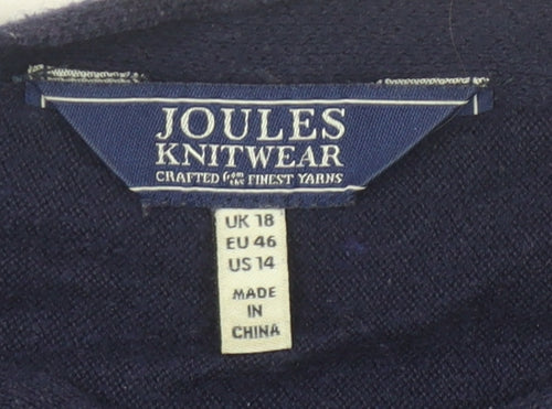 Joules Women's Blue Pullover Jumper, Size 18