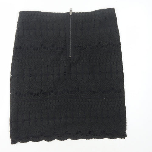 Phase Eight Black Women's Skirt - Size 12, Zip Detail