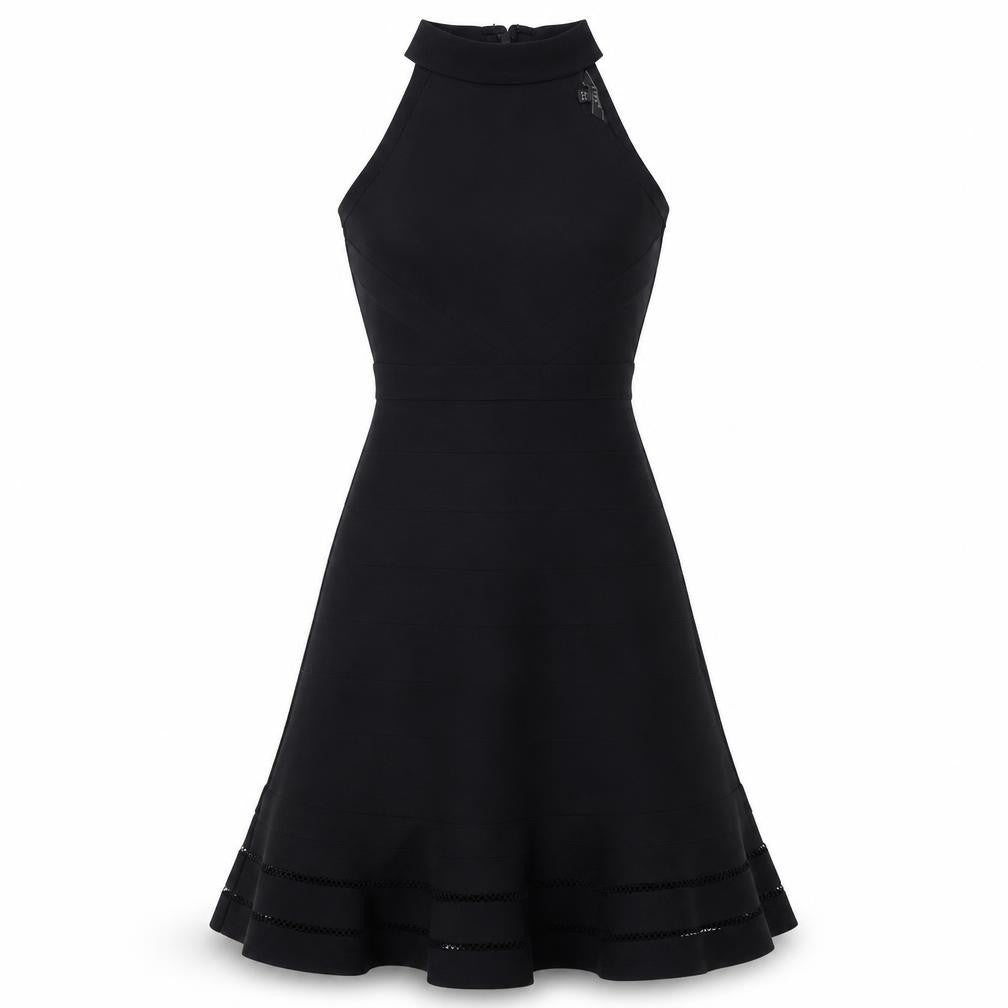 Front view of Lipsy Women's Black High Neck Dress, size 10