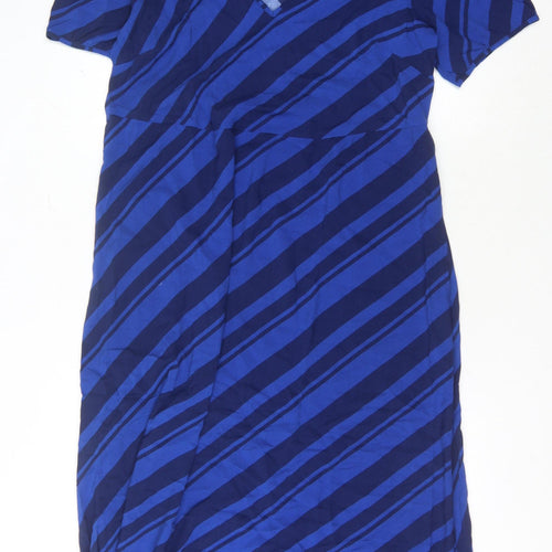 Hush Women's Blue Striped V-Neck Dress Size 12