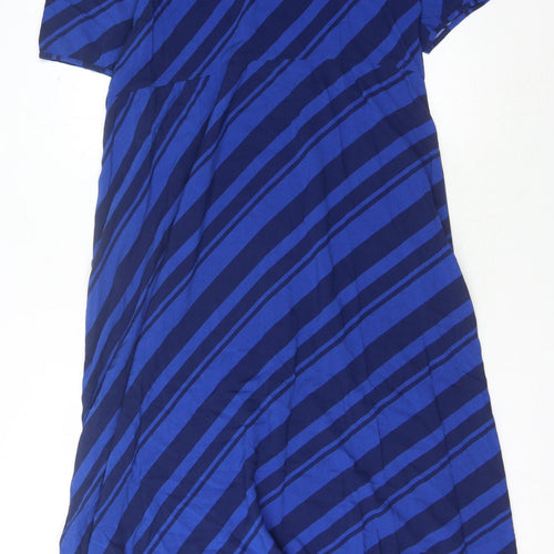 Hush Women's Blue Striped V-Neck Dress Size 12