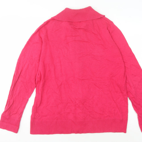 Maine Women's Red Full Zip Collared Jumper Size 16