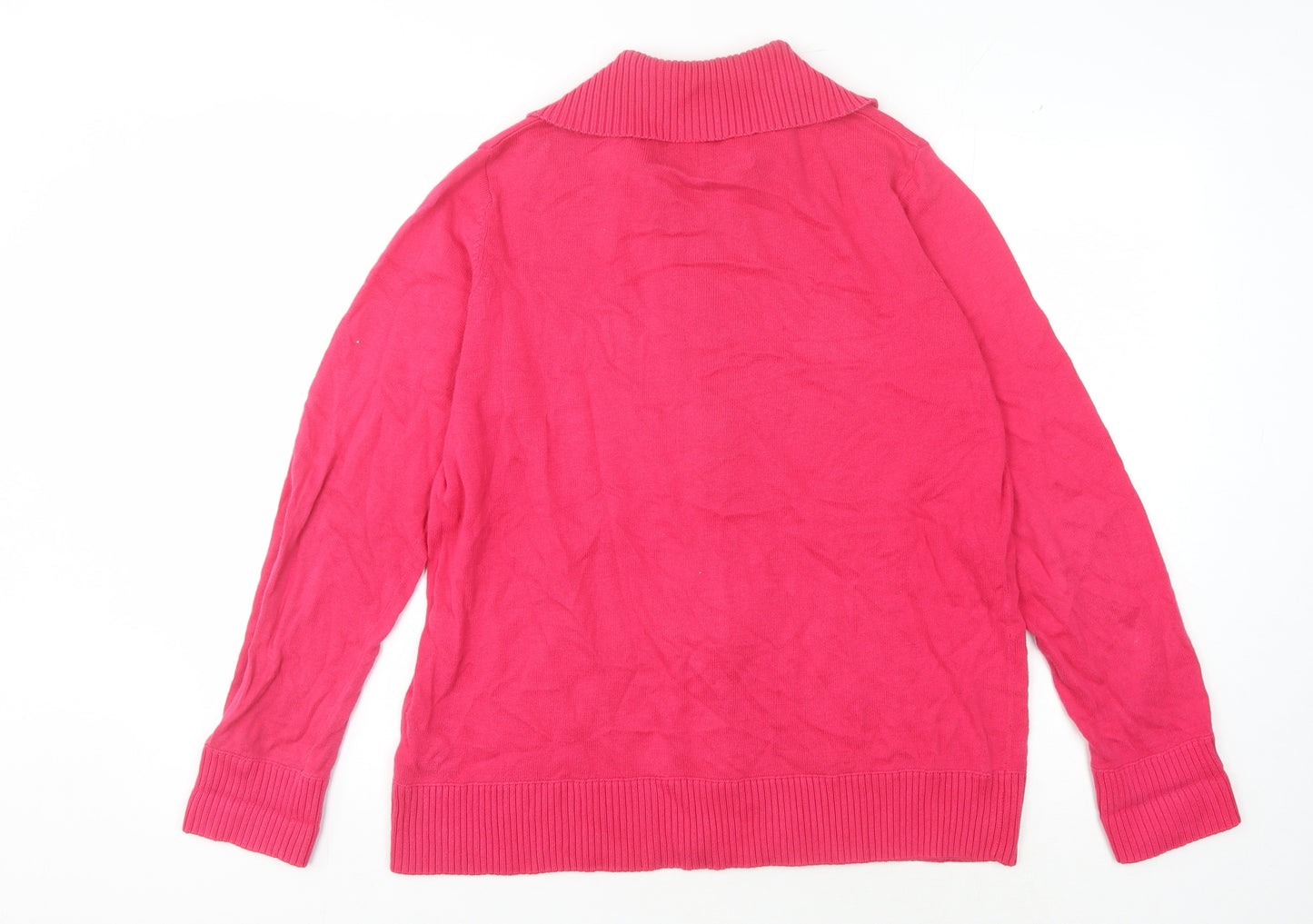 Maine Women's Red Full Zip Collared Jumper Size 16