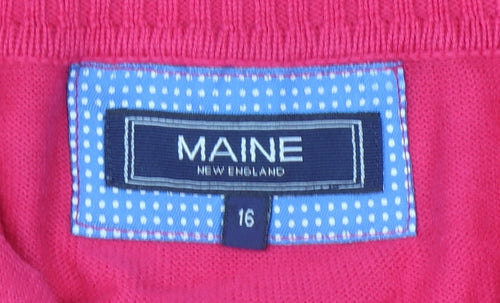 Maine Women's Red Full Zip Collared Jumper Size 16