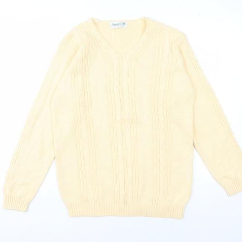 Jumper Women's Ivory Cable-Knit V-Neck Pullover S