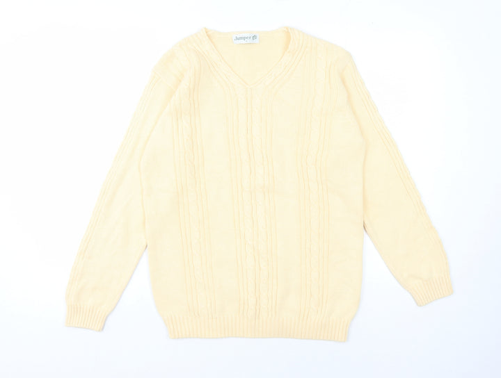 Jumper Women's Ivory Cable-Knit V-Neck Pullover S