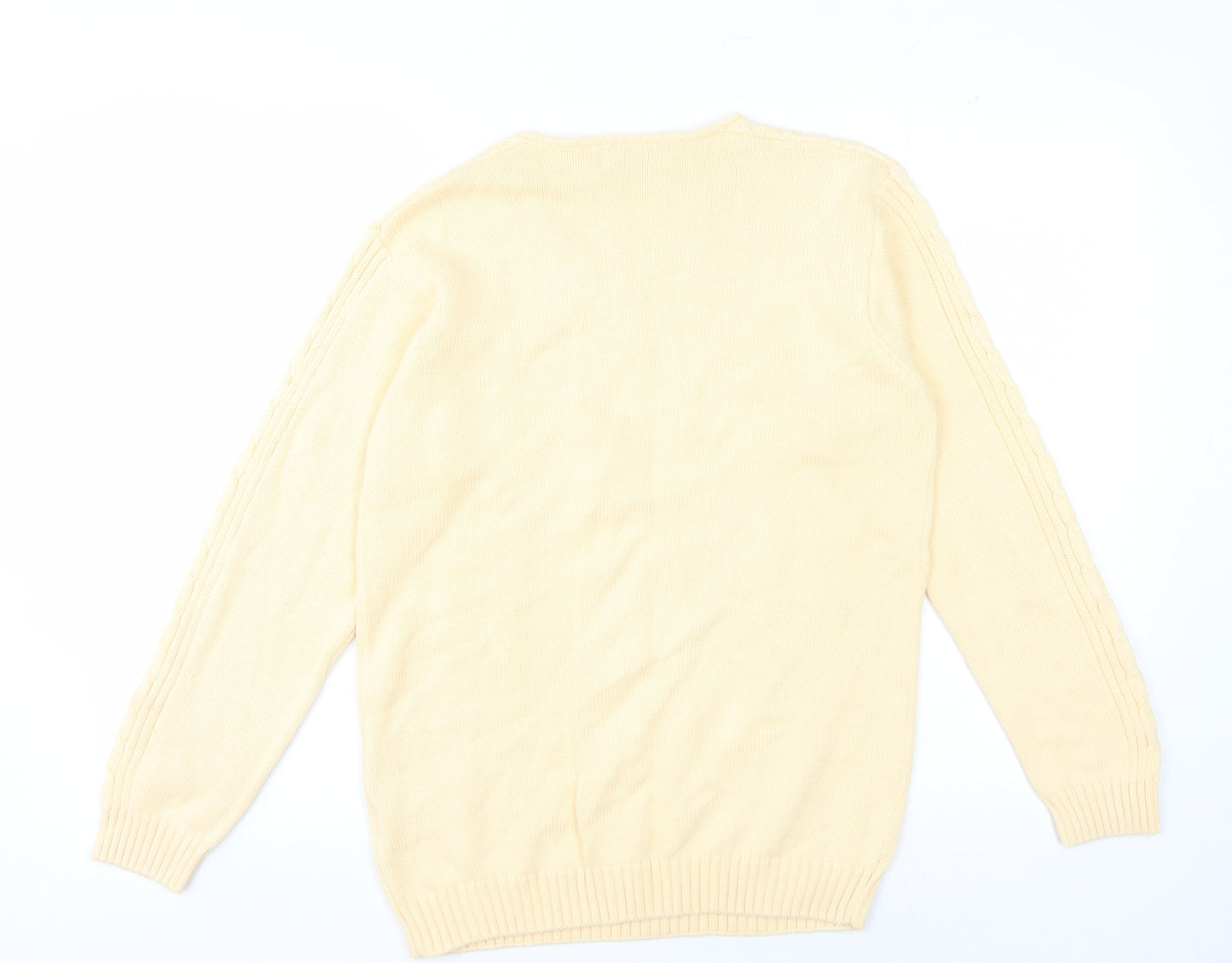 Jumper Women's Ivory Cable-Knit V-Neck Pullover S