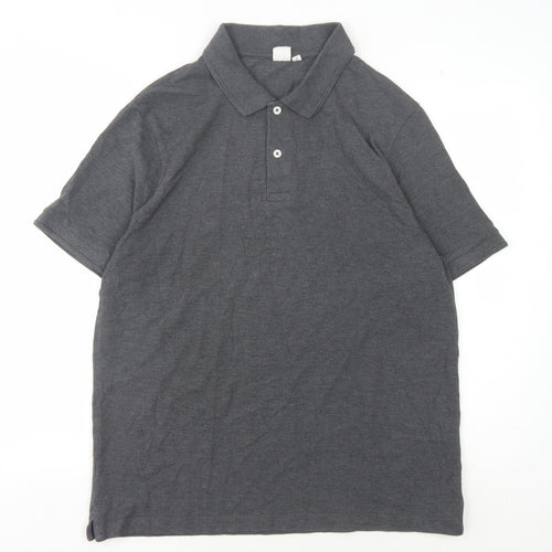 John Lewis Men's Grey Polo Shirt Medium Short Sleeve