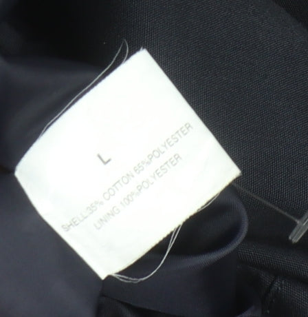 Harry Brown Men's Navy Overcoat, Size L, Stand-Up Collar