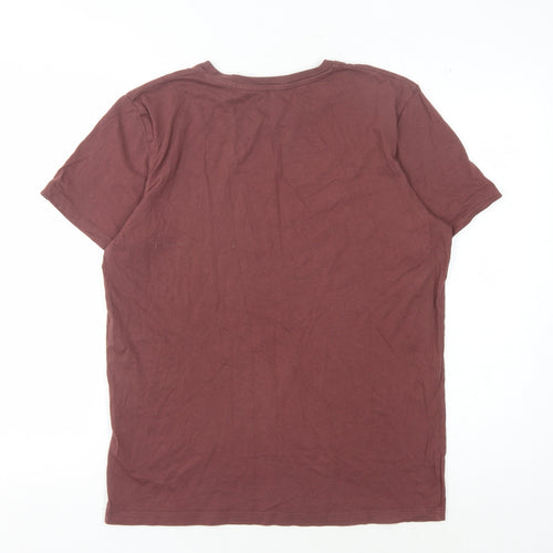 Jack & Jones Men's Brown Cotton Crew Neck T-Shirt, Size M