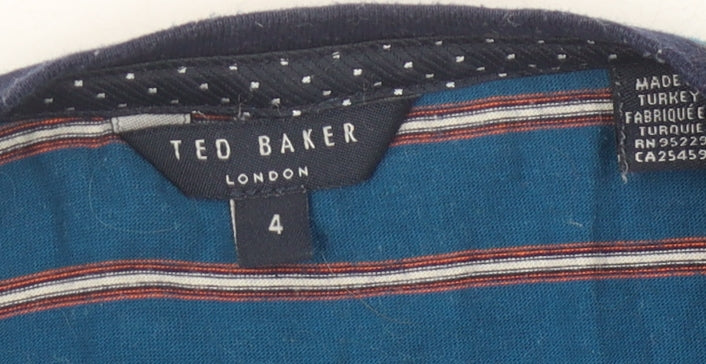 Ted Baker Men’s Blue Striped Cotton T-Shirt Size 4