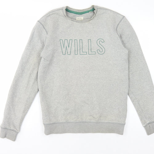 Jack Wills Men's Grey Graphic Print XS Pullover Sweatshirt