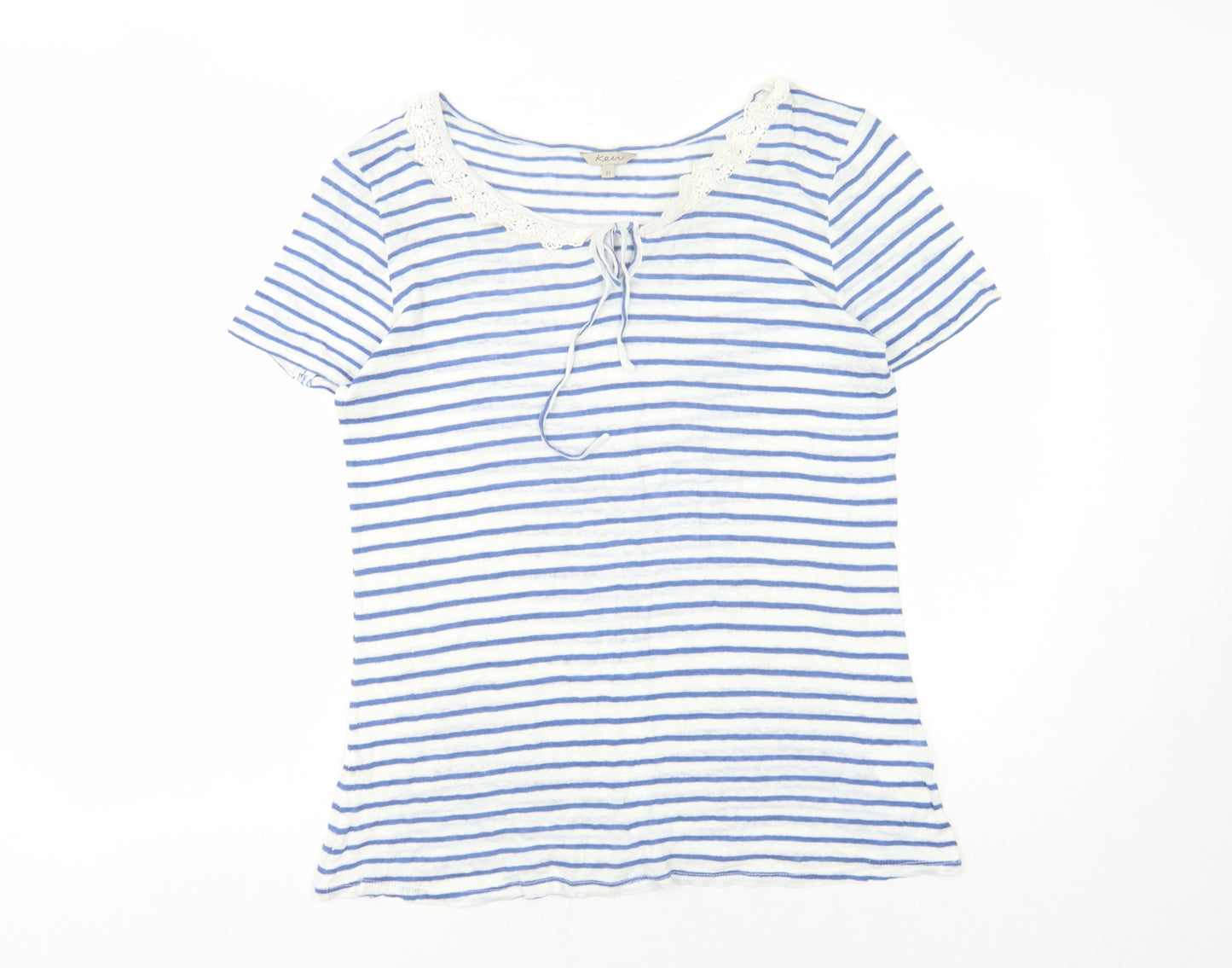 Kew Women's Blue Striped T-Shirt XL Regular Fit