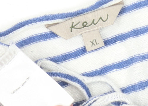 Kew Women's Blue Striped T-Shirt XL Regular Fit