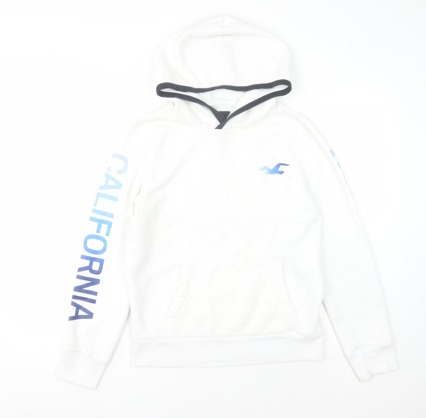 Hollister Mens XS White Pullover Hoodie with Logo