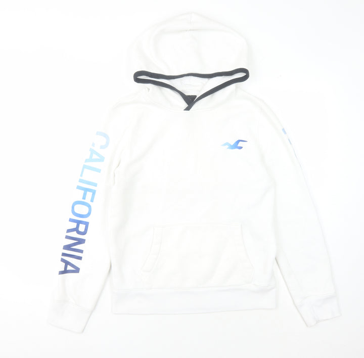 Hollister Mens XS White Pullover Hoodie with Logo