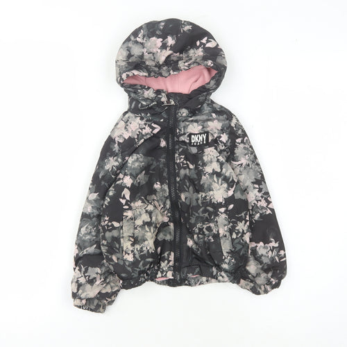 DKNY Girls' Multicoloured Floral Puffer Jacket, Size 3