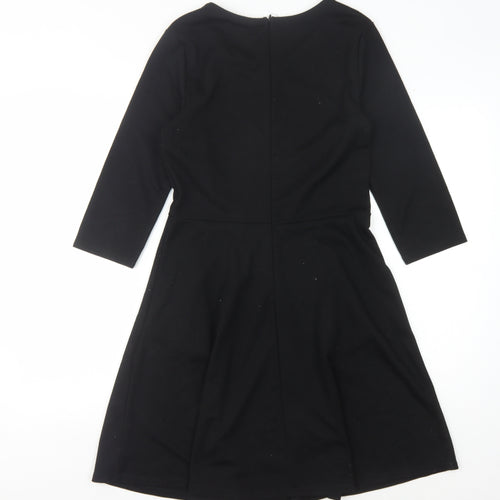 Gap Women's Black Dress - Size S, 3/4 Sleeve, Zip Detail
