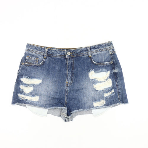 Missguided Women's Blue Denim Cut-Off Shorts, Size 14