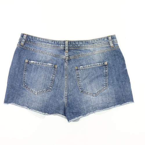 Missguided Women's Blue Denim Cut-Off Shorts, Size 14
