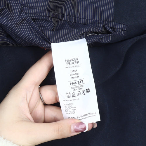 Marks and Spencer Men's Blue Blazer - Size 38R, Elegant Style.