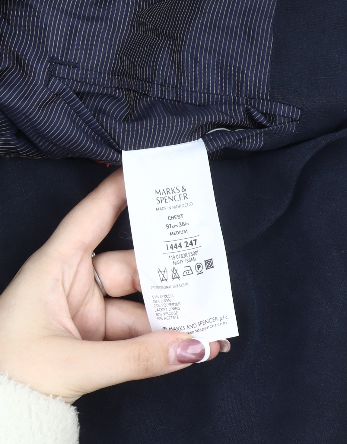 Marks and Spencer Men's Blue Blazer - Size 38R, Elegant Style.