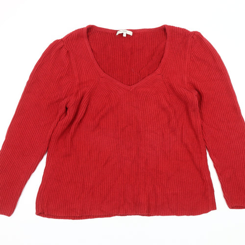 Next Women's Red Pullover Jumper V-Neck Size 18