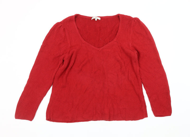 Next Women's Red Pullover Jumper V-Neck Size 18