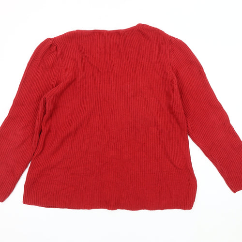 Next Women's Red Pullover Jumper V-Neck Size 18