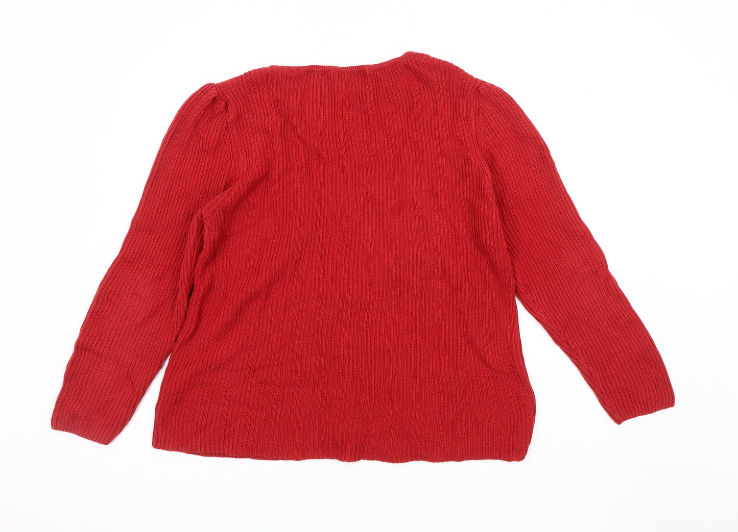 Next Women's Red Pullover Jumper V-Neck Size 18
