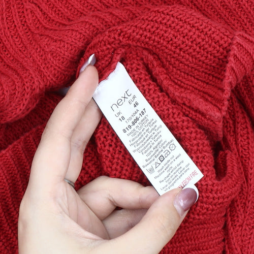 Next Women's Red Pullover Jumper V-Neck Size 18