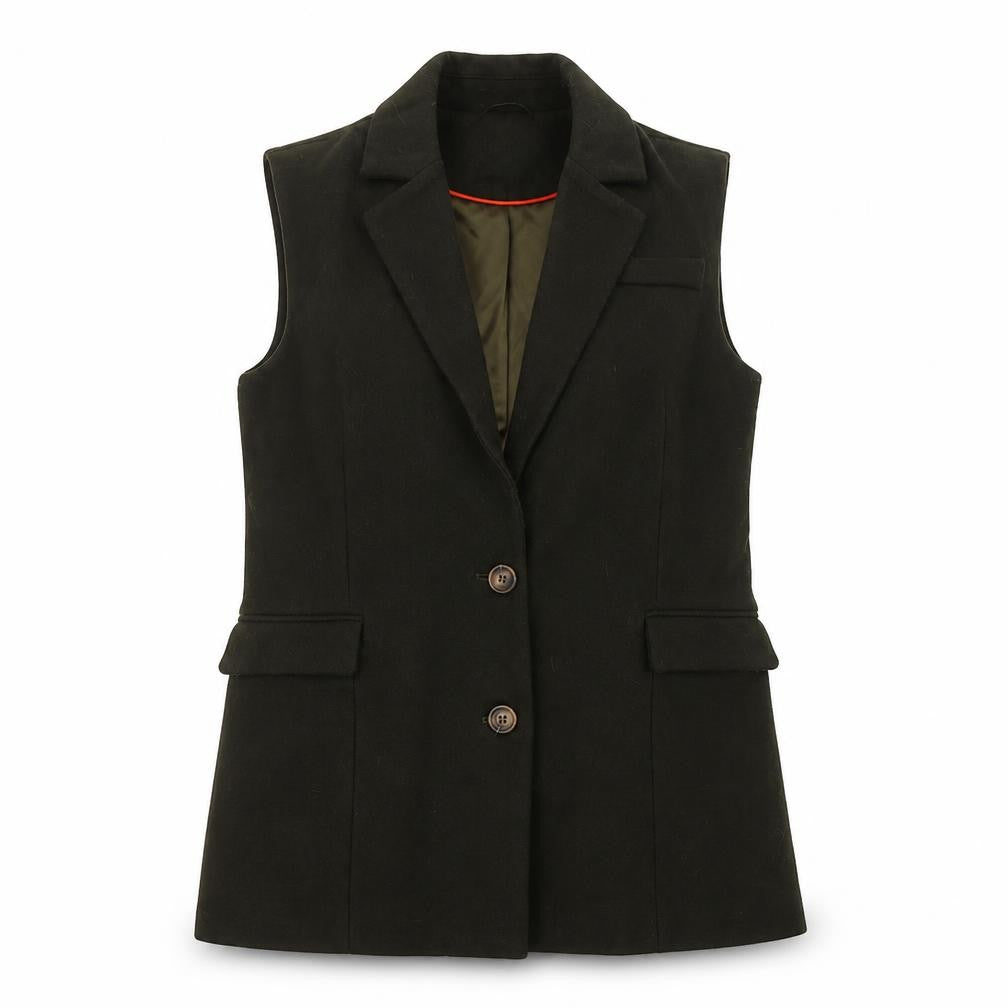 Front view of My Essential Wardrobe Women's Green Waistcoat, size 8