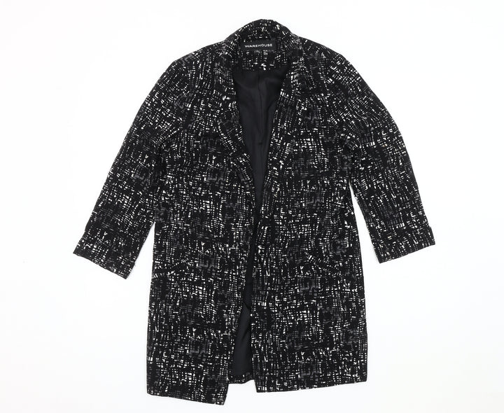 Warehouse Women’s Black Suit Jacket, Size S, Abstract Pattern