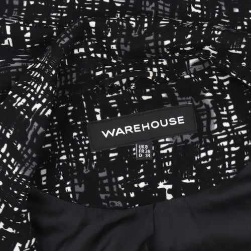 Warehouse Women’s Black Suit Jacket, Size S, Abstract Pattern