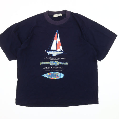 St Bernard Men's Blue Nautical Graphic T-Shirt L