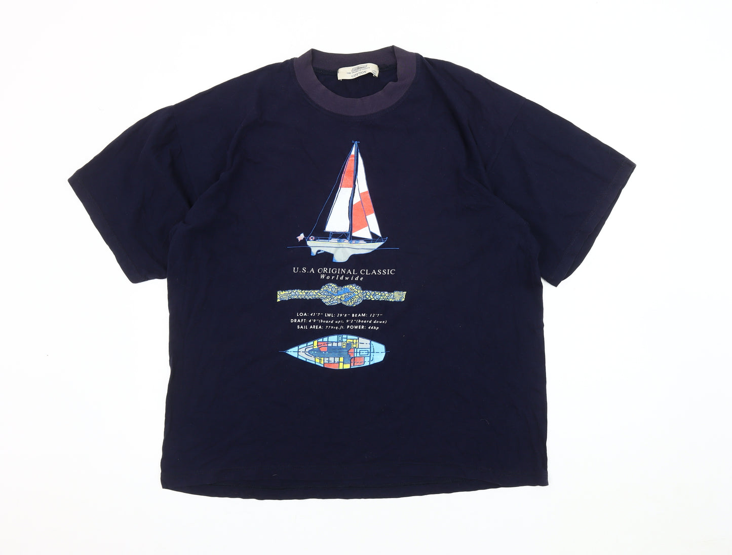 St Bernard Men's Blue Nautical Graphic T-Shirt L