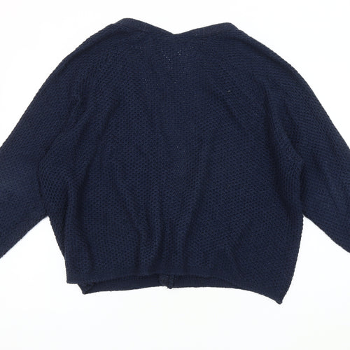 ONLY Women's Blue Open-Knit Open Front Cardigan L
