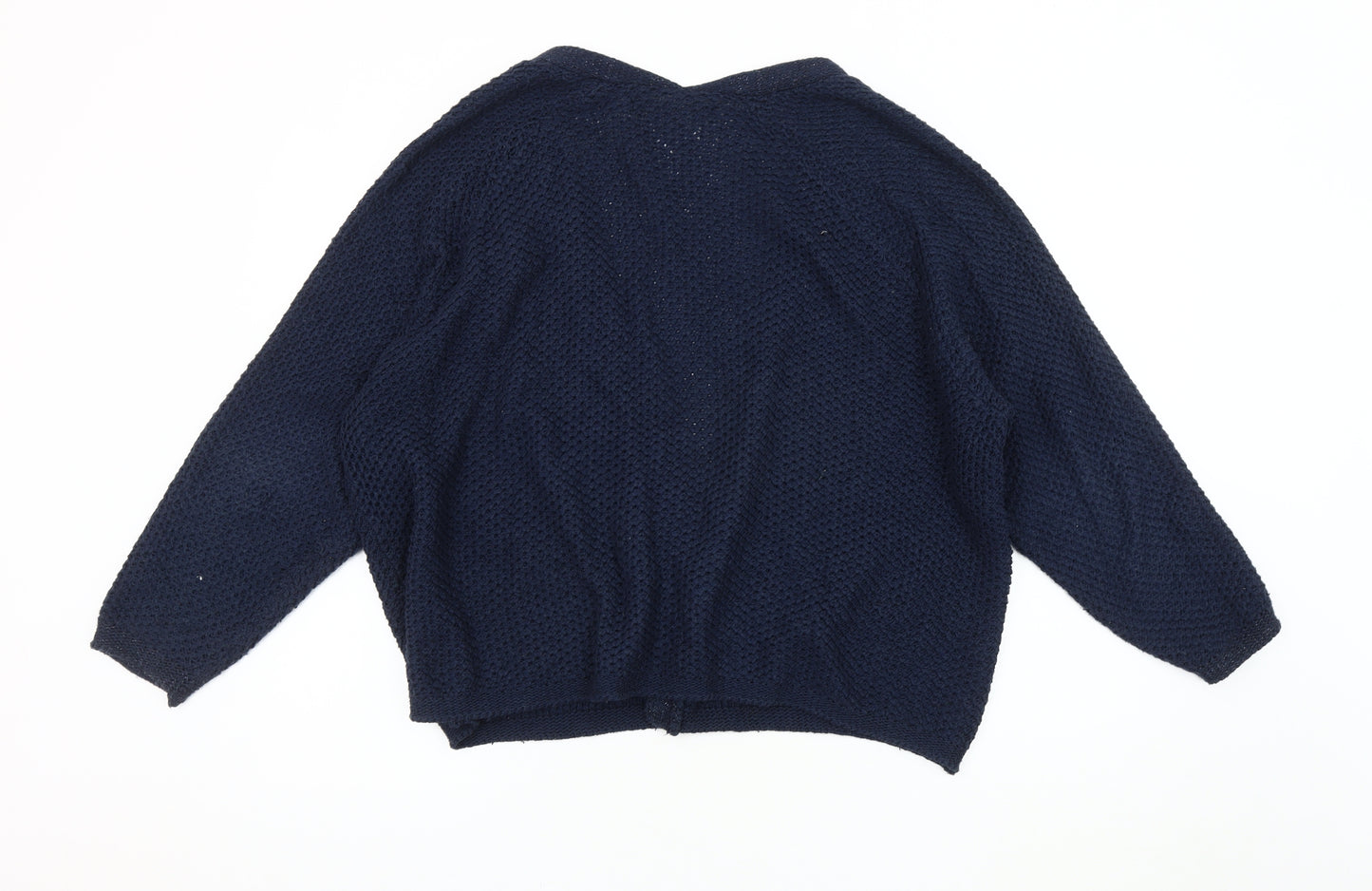ONLY Women's Blue Open-Knit Open Front Cardigan L