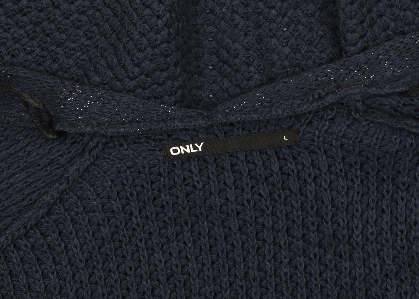 ONLY Women's Blue Open-Knit Open Front Cardigan L