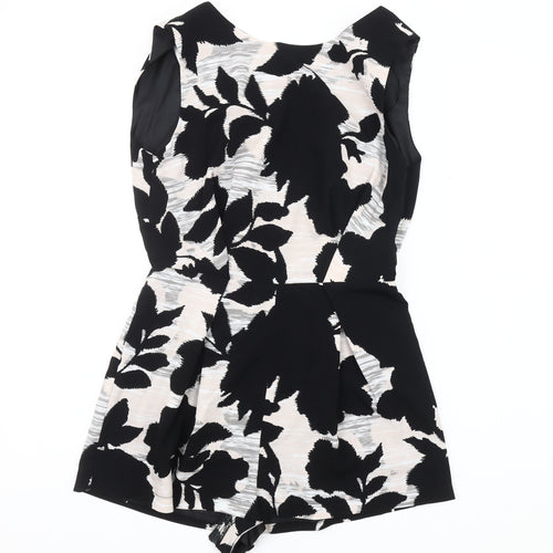 Topshop Women's Black Floral Playsuit - Size 8