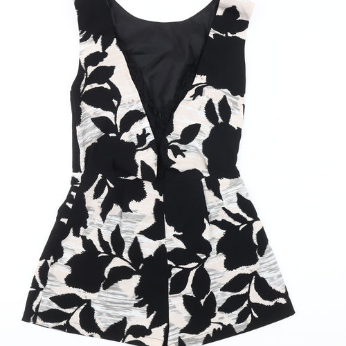Topshop Women's Black Floral Playsuit - Size 8