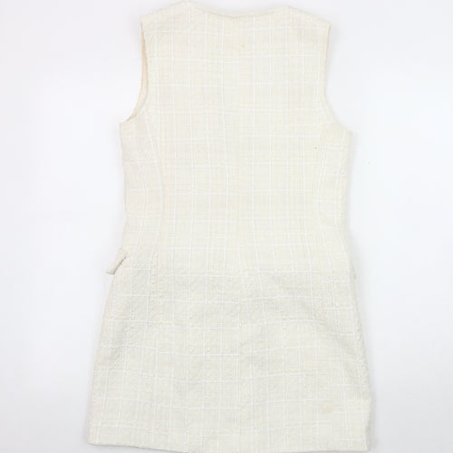 Zara Women's Ivory Tweed Shift Dress Size 6